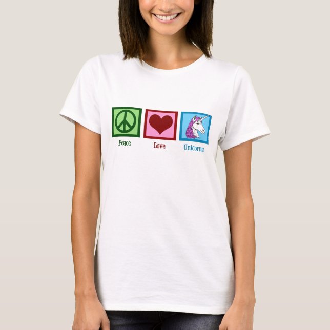 Camiseta Peace Love Unicornios (Anverso)