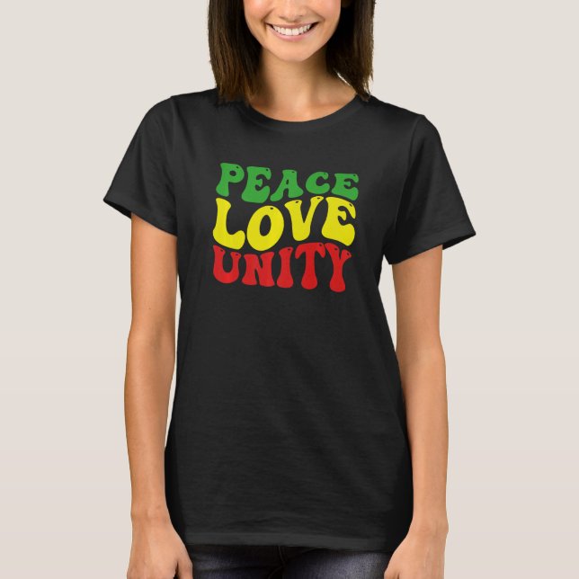 Camiseta Peace Love Unity Reggae Roots Jamaica Rasta Reggae (Anverso)