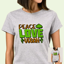 Camiseta Peace Love Vegan Green Brown