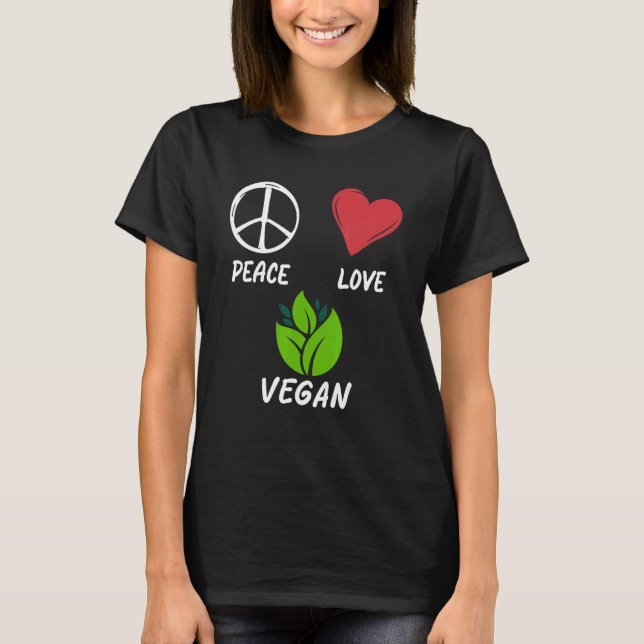 Camiseta Peace Love Vegan Pacifist Animal Life Vegetari (Anverso)