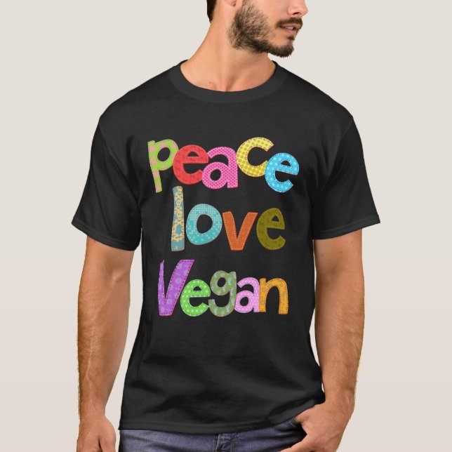 Camiseta Peace Love Veganism Herbivore Plant Based Di (Anverso)