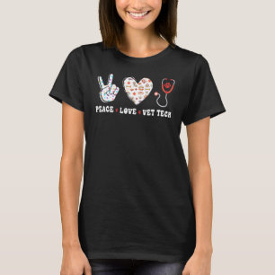 Camiseta Peace Love Vet Tech Veterinaria Veterinaria Técnic