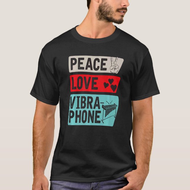 Camiseta Peace Love Vibraphone Musical Instrument Player (Anverso)