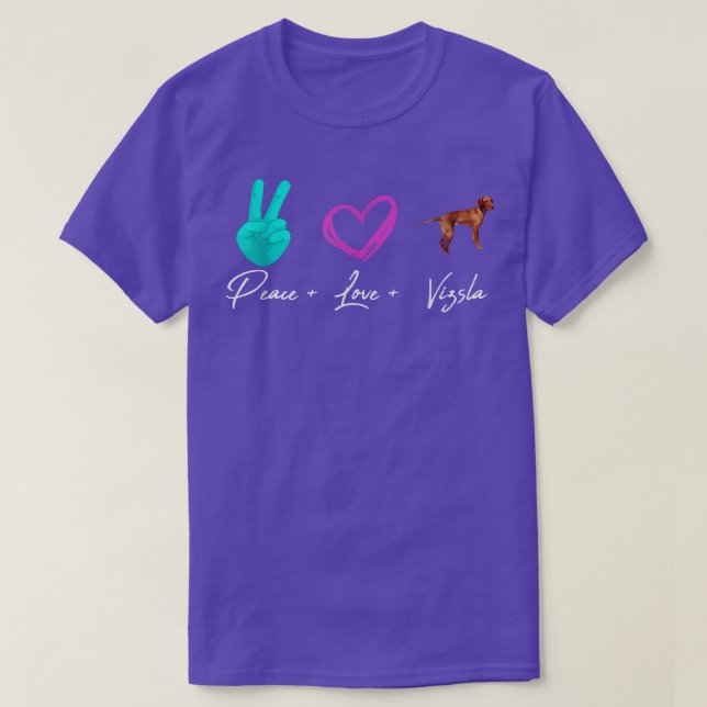 Camiseta Peace Love Vizsla Funny Dog Dueño  (Diseño del anverso)