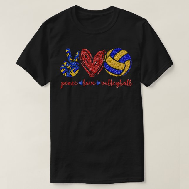 Camiseta Peace Love Voleibol Voleibol Entrenador de Voleibo (Diseño del anverso)