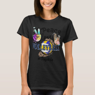 Camiseta Peace Love Volleyball Gaga Life Mom Grandma Leopar