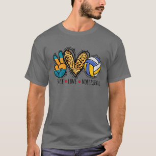 Camiseta Peace Love Volleyball Gift Sport Game Leopard Men