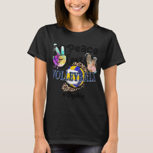 Camiseta Peace Love Volleyball Gigi Life Mom Grandma Leopar