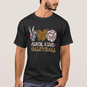 Camiseta Peace Love Volleyball Leopard Lover Hombres Deport