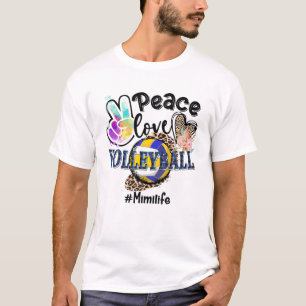 Camiseta Peace Love Volleyball Mimi Life Mom Grandma Leopar