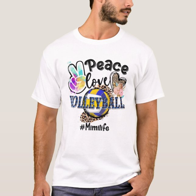 Camiseta Peace Love Volleyball Mimi Life Mom Grandma Leopar (Anverso)