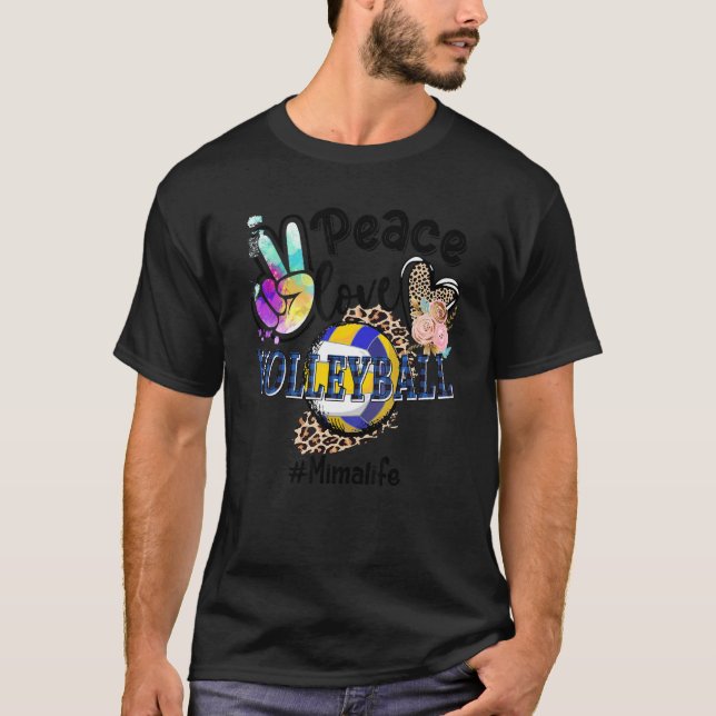 Camiseta Peace Love Volleyball Mimi Life Mom Grandma Leopar (Anverso)
