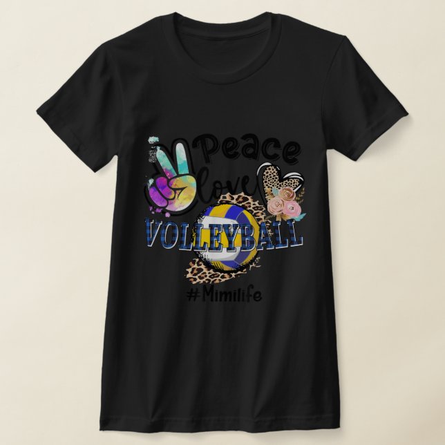 Camiseta Peace Love Volleyball Mimi Life Mom Grandma Leopar (Distribución)