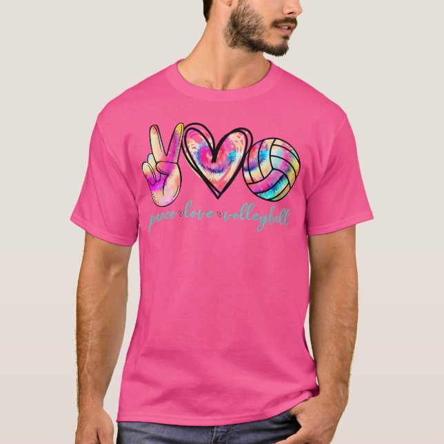 Camiseta Peace Love Volleyball Player Tie Dye Women n Girls (Anverso)