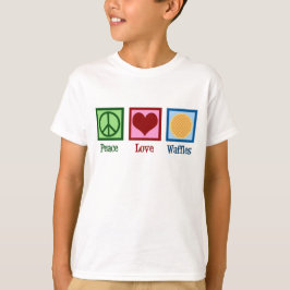 Camiseta Peace Love Waffles Cute Kids
