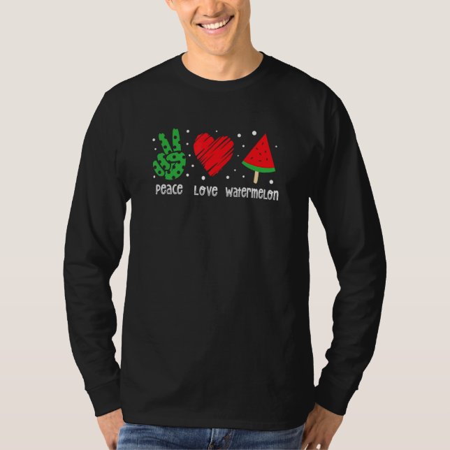 Camiseta Peace Love Watermelon Happy Watermelon Day Fruit M (Anverso)