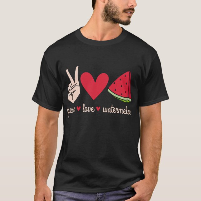Camiseta Peace Love Watermelon Large Fruit Watermelon (Anverso)