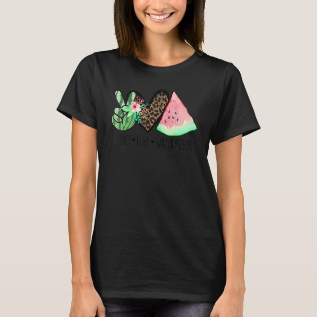Camiseta Peace Love Watermelon Summer Para Mujeres Chicas A (Anverso)