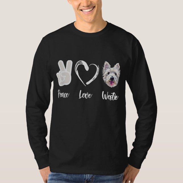Camiseta Peace Love Westin West Highland White Terrier Rega (Anverso)