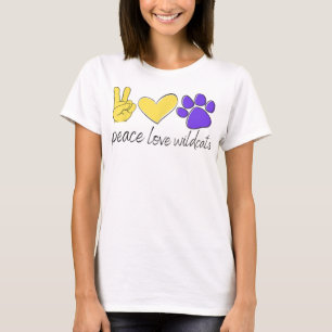 Camiseta Peace Love Wildcats School Team Spirit