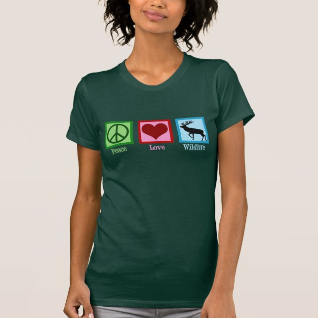 Camiseta Peace Love Willife Rescue Rehab Center Elk (Anverso)