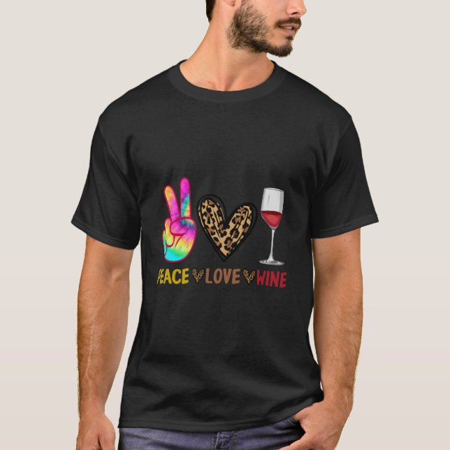 Camiseta Peace Love Wine For Wine Drink (Anverso)