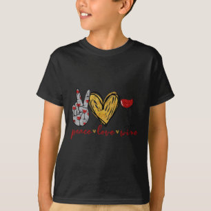 Camiseta Peace Love Wine Fun Wine Lover Equipo De Bebida Y