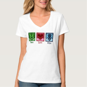 Camiseta Peace Love Wine Tasting Vineyard Tour Guide