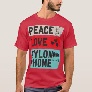 Camiseta Peace Love Xylophone Piano Music Players Marchando