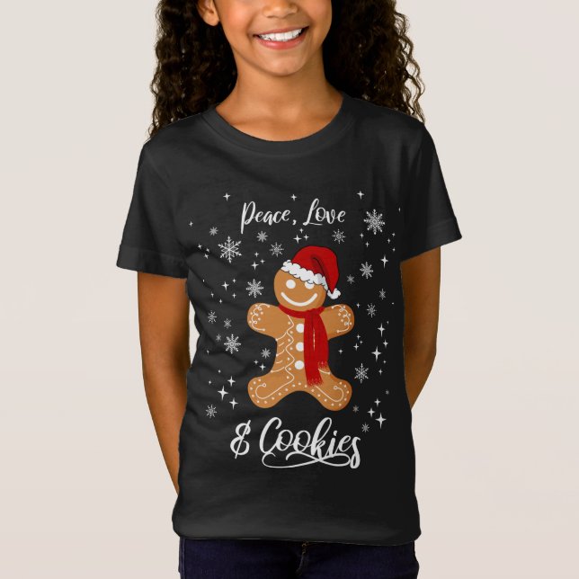 Camiseta Peace Love Y Cookies Santa Gingerbread Cookie Lo (Anverso)