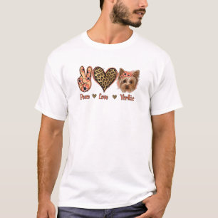 Camiseta Peace Love Yorkie Mom Yorkshire Terrier Dog Lover
