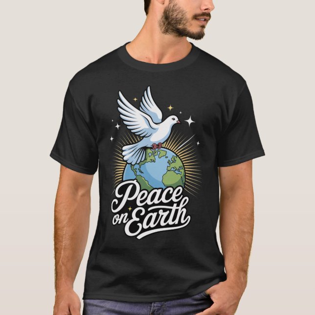 Camiseta Peace On Earth Dove And Globe Faith Christmas  (Anverso)