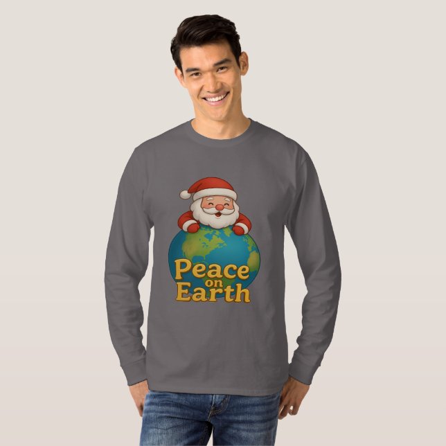 Camiseta Peace on Earth Santa Christmas Holiday Gift Tee (Anverso completo)