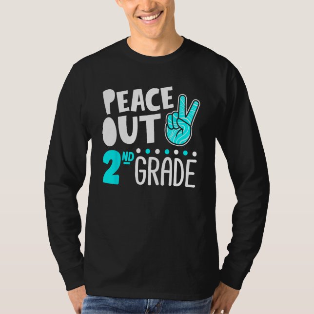 Camiseta Peace Out 2nd Grade Graduation Last Day School Boy (Anverso)