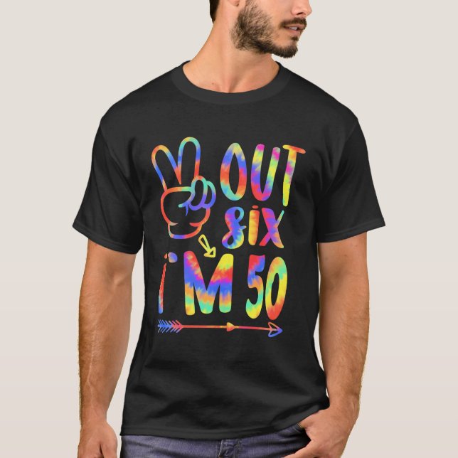 Camiseta Peace Out 50Th Birthday Tie Dye B-Day 50 Year (Anverso)