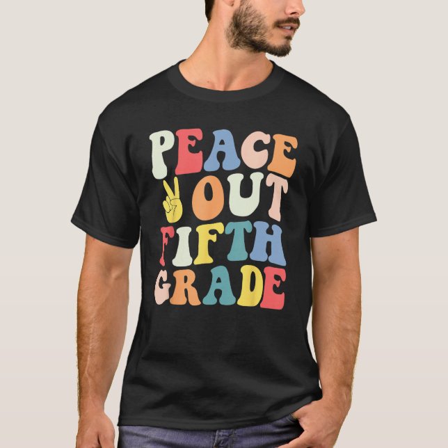 Camiseta Peace Out 5th Grade Retro Pastel Happy Last Day Ou (Anverso)