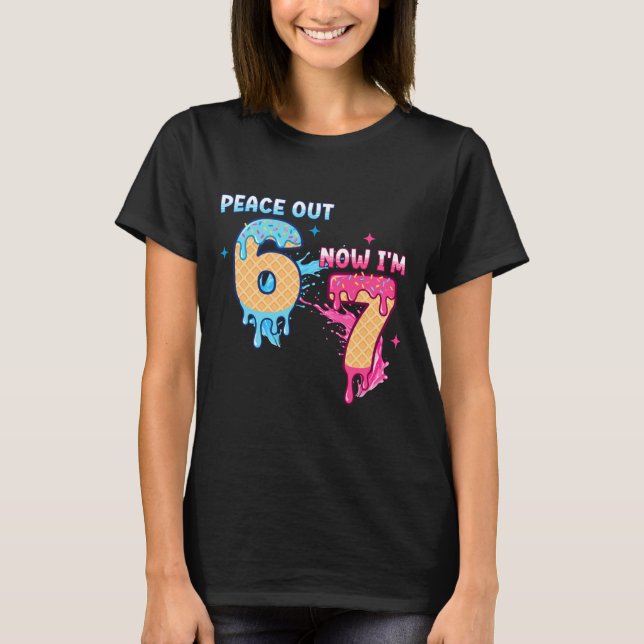 Camiseta Peace Out 6 Now I'm 7 Ice Cream Drip 7th Birthday  (Anverso)