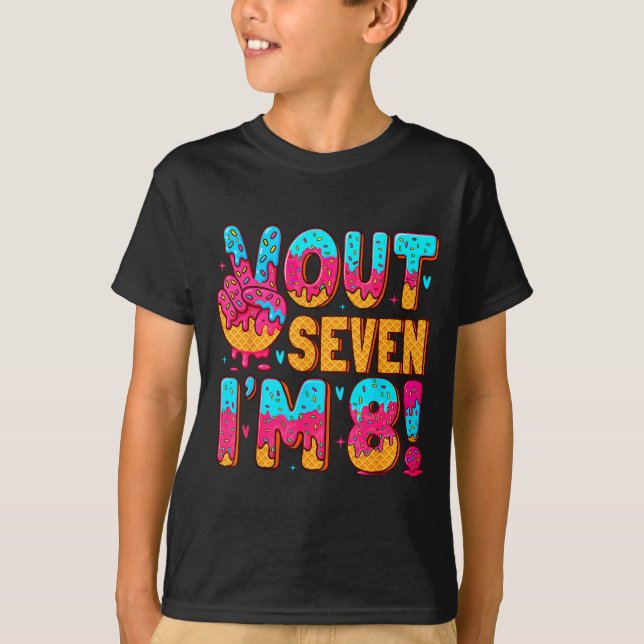 Camiseta Peace Out 7 I'm 8 Eight Year Old 8th Birthday Ice  (Anverso)