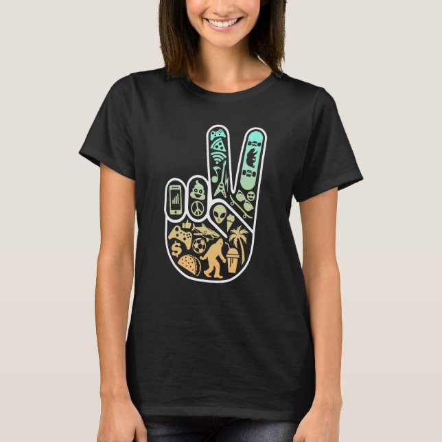 Camiseta Peace Out Cool Symbols Inside Skater (Anverso)