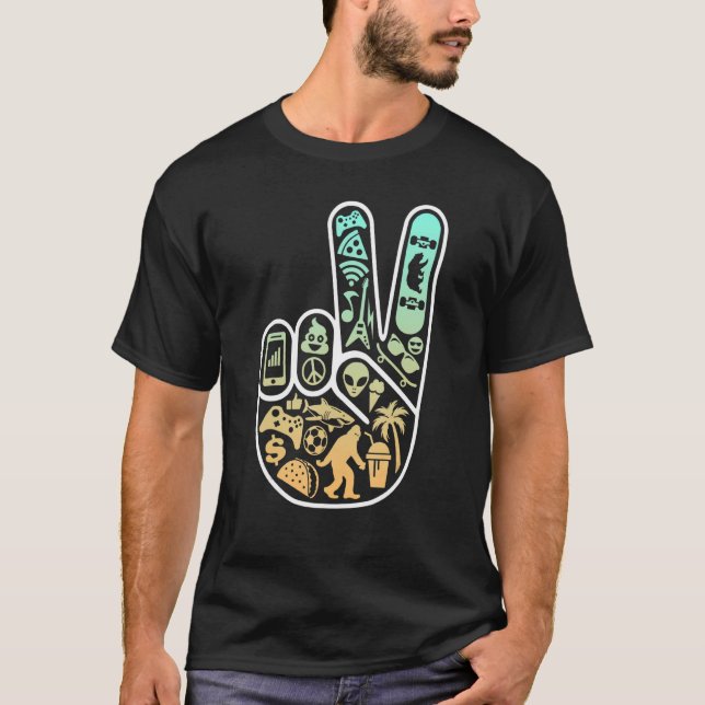 Camiseta Peace Out Cool Symbols Inside Skater (Anverso)