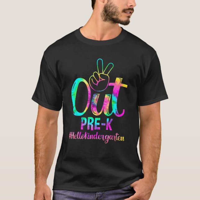Camiseta Peace Out Pre K Hello Kindergarten Back To School  (Anverso)