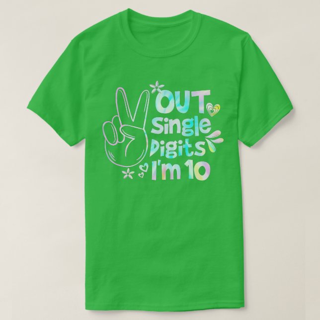 Camiseta Peace Out Single Digits Im 10 Años Tye Bi (Diseño del anverso)
