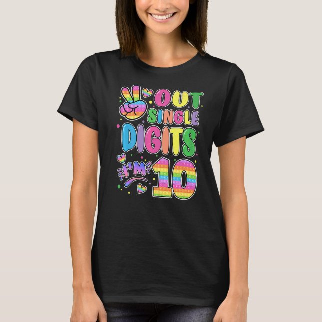 Camiseta Peace Out Single Digits Im 10 Pop It 10th Bday Fi (Anverso)