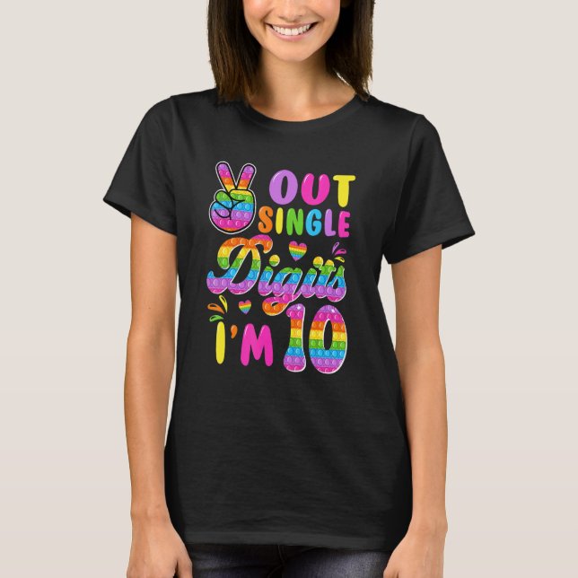 Camiseta Peace Out Single Digits Im 10 Pop It 10th Bday Fid (Anverso)