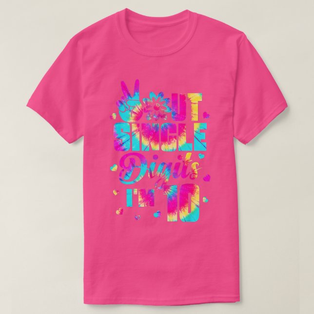 Camiseta Peace Out Single Digits Im 10  Tie Dye Birthday Ki (Diseño del anverso)