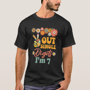 Camiseta Peace Out Single Digits I'm 7 Retro Sunflower Groo