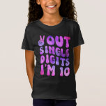 Camiseta Peace Out Single Digits Retro Groovy 10th Birthday<br><div class="desc">Peace Out Single Digits Retro Groovy 10th Birthday Girl Bday Tee</div>