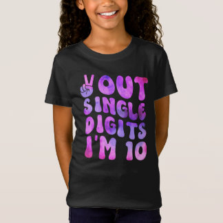 Camiseta Peace Out Single Digits Retro Groovy 10th Birthday