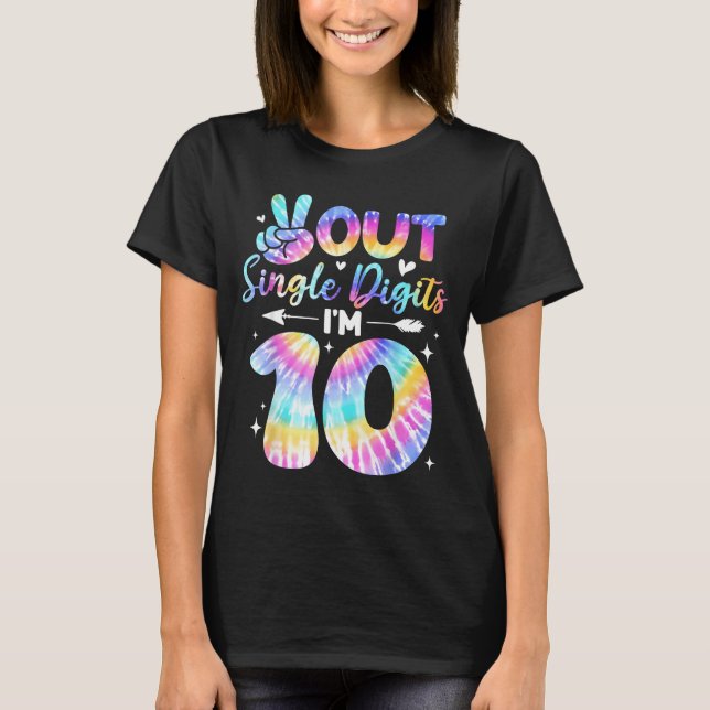Camiseta Peace Sign Double Digits 10th Birthday For Girls B (Anverso)