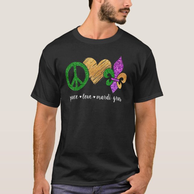 Camiseta Peace Sign Heart Fleur De Lys Hippie Peace Love Ma (Anverso)